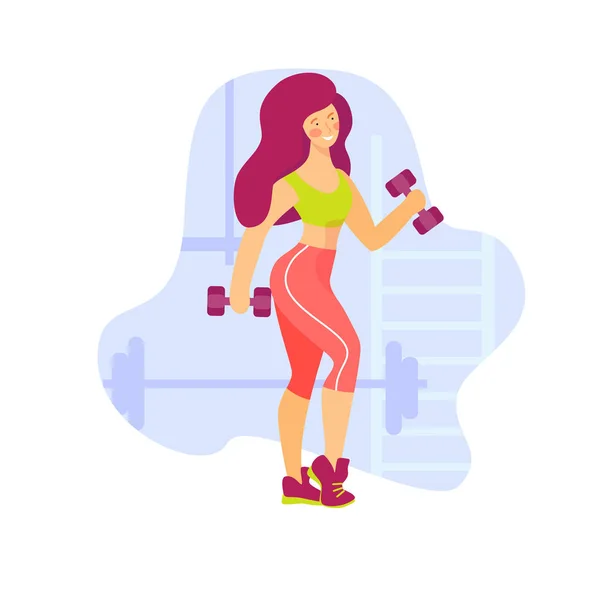 Vektor ilustrasi seorang gadis di gym - Stok Vektor