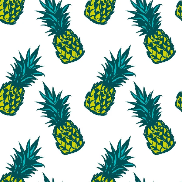 Colorful hand drawn pineapple seamless pattern. Vector illustrat — Stock Vector
