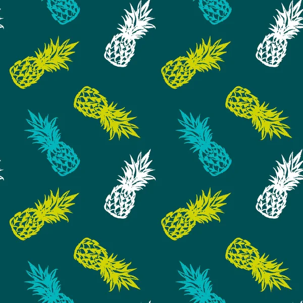 Colorful hand drawn pineapple seamless pattern. Vector illustrat — Stock Vector