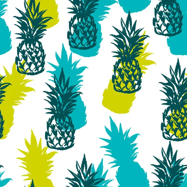 Colorful hand drawn pineapple seamless pattern. Vector illustrat — Stock Vector