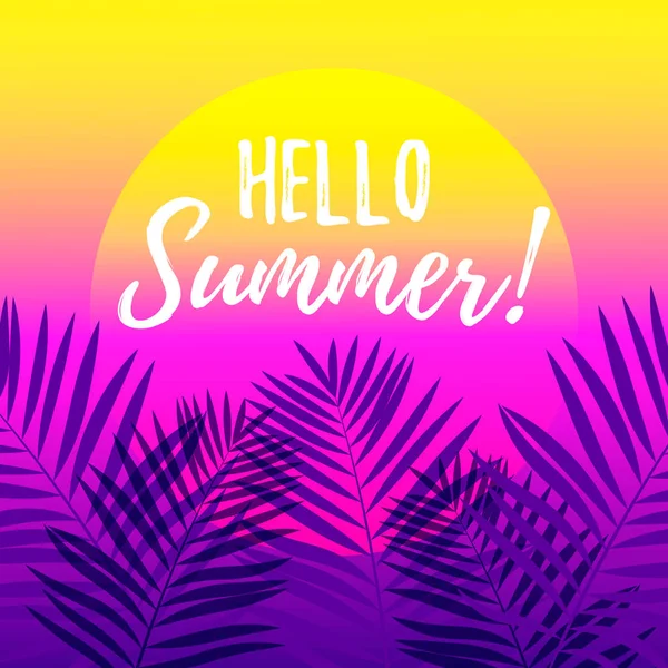 Hallo zomer ontwerp met tropische achtergrond. Vector illustratio — Stockvector