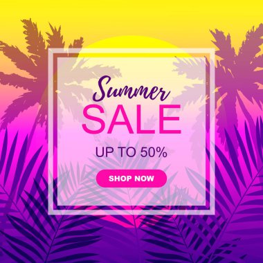 Yaz satışı büyük başlığı. En çok % 50 satış. Metin için yer