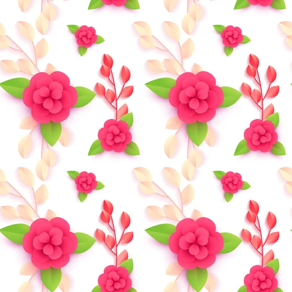 Motif floral sans couture coloré isolé sur blanc. Vecteur illus — Image vectorielle