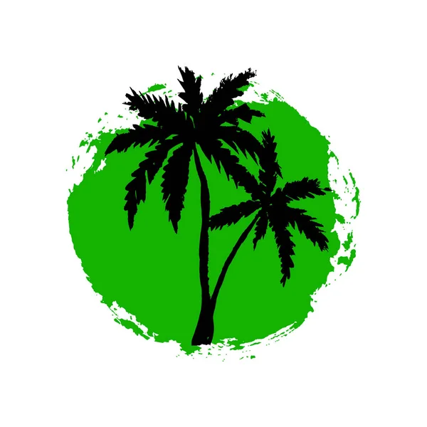 Ručně nakreslený palmový strom. Letní design v kruhu. Vektorová ilustrace — Stockový vektor