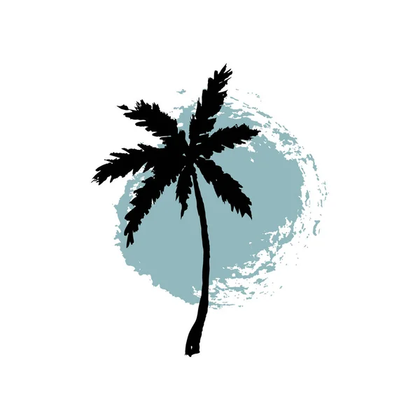 Palmeira desenhada à mão. Projeto do verão do círculo. Ilustração vetorial — Vetor de Stock