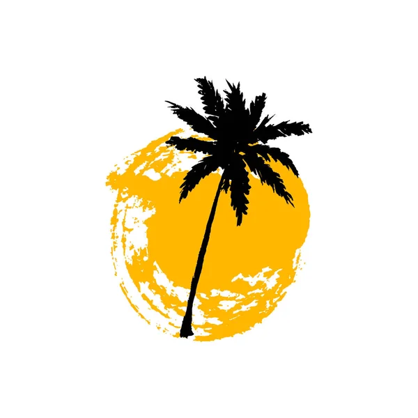 Handgezeichnete Palme. Kreis-Sommergestaltung. Vektorillustration — Stockvektor