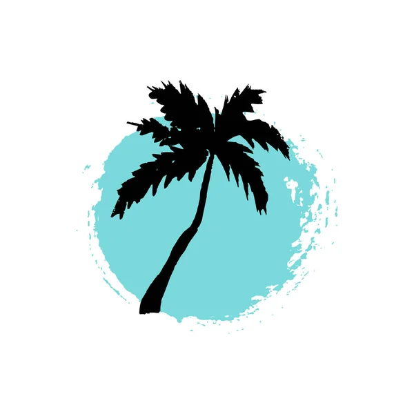 Palmera dibujada a mano. Círculo diseño de verano. Ilustración vectorial — Archivo Imágenes Vectoriales