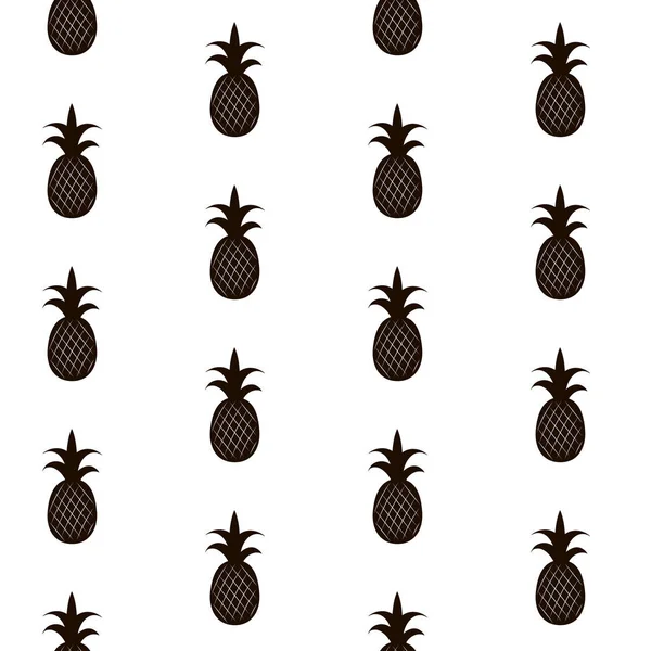 Silhouette Pineapple Seamless Pattern Isolated White Vector Illustration — Stock Vector
