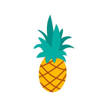 Beyaz izole elle çizilmiş ananas. Vektör çizim