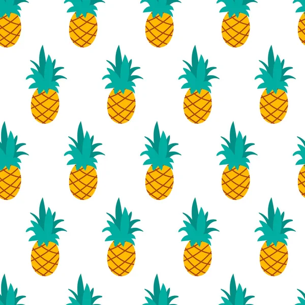 Colorful pineapple seamless pattern isolated on white. Vector il — Stock Vector