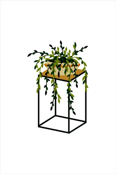 Ilustração vetorial de uma planta em vaso em pé isolado em —  Vetores de Stock
