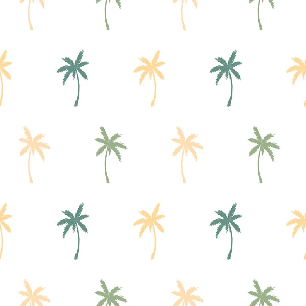 Hand Drawn Summer Seamless Pattern Palm Trees Vector Illustration — Stock Vector