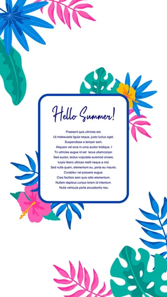 手書きの要素を持つソーシャルメディアストーリーテンプレート 招待状 メッセージ ソーシャルメディア カードの垂直夏のデザイン ベクターイラスト — ストックベクタ