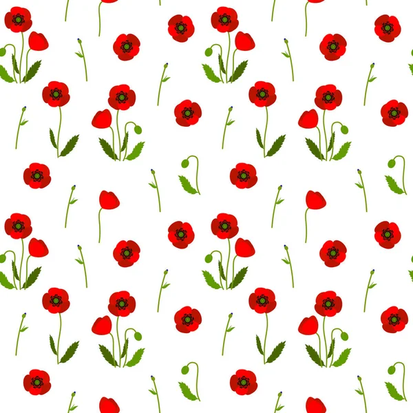 Poppy Colorful Seamless Pattern Summer Design Textile Fabric Wrapping Paper — Stock Vector