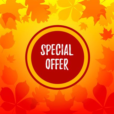 Sonbahar meydanında yaprakları dökülen pankart. Mesaj için yer. Vektör illüstrasyonu