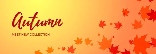 Осенний Горизонтальный Баннер Кленовыми Листьями Место Смс Векторная Иллюстрация — стоковый вектор