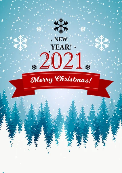 Feliz Natal Feliz Ano Novo Cartão Saudação Vertical Com Belas — Vetor de Stock