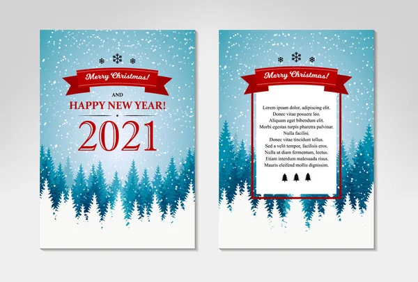 Dois Lados Feliz Natal Feliz Ano Novo Cartão Saudação Vertical —  Vetores de Stock