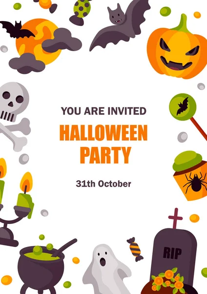 Diseño Lindo Colorido Halloween Para Invitación Fiesta Los Niños Espacio — Archivo Imágenes Vectoriales