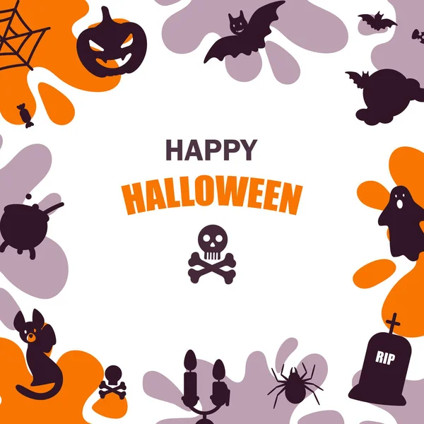 Halloween Bonito Banner Quadrado Espaço Para Sms Ilustração Vetorial — Vetor de Stock