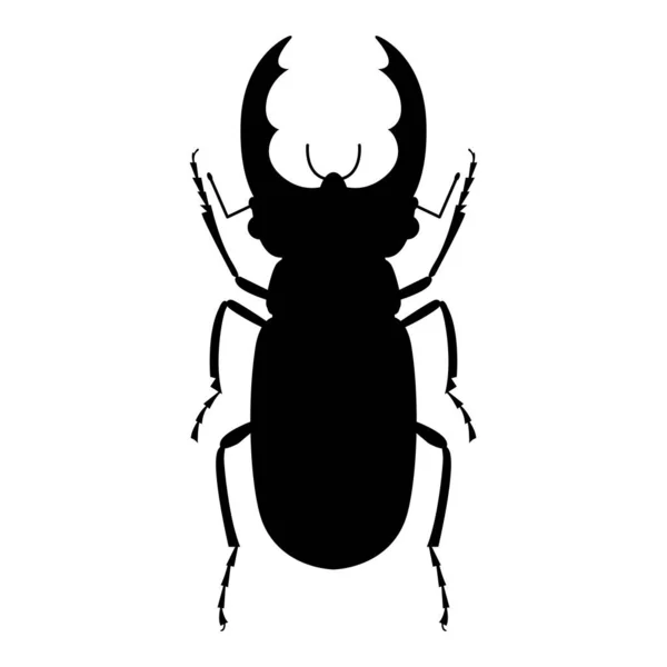 Silhouette of a stag beetle on a white background. Vector illustration. — Stock Vector