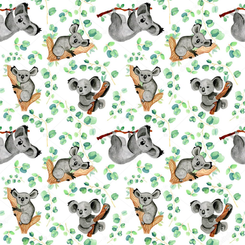 Seamless pattern with cute watercolor