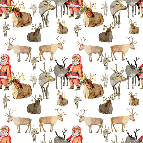 Santas Rentiermuster für Weihnachtspapier — Stockfoto