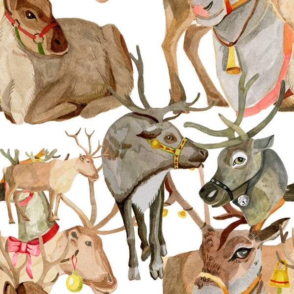 Patrón de renos de Santas para papel de regalo de Navidad — Foto de Stock