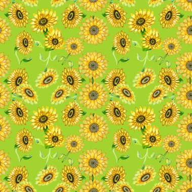 Kusursuz desenli duvar kağıdı dijital peiper ayçiçeği suluboya