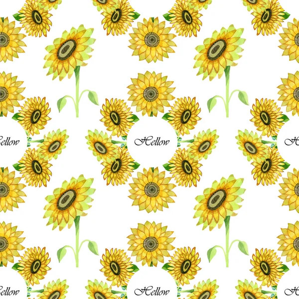 Nahtlose Muster Tapete digital peiper Sonnenblume Aquarell — Stockfoto