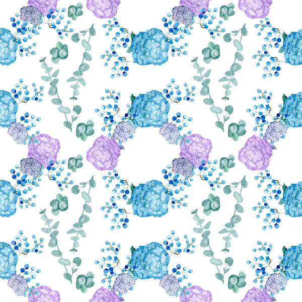 Květinový vzor digitální papír tapety pozadí modrá šeřík — Stock fotografie