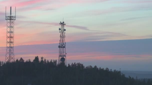Cell tower on the mountain — Stock Video