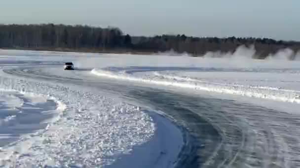 Rally Racing Car Ice racing — Stockvideo