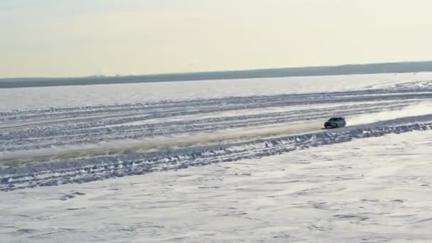 Rally Racing Car Corrida de gelo — Vídeo de Stock