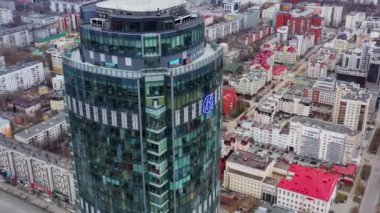 2019.04.20 Ekaterinburg, Malysheva sokak 51. Vysotsky iş merkezinin havadan görünümü.