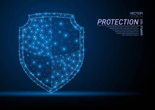 Soyut poligonal ışık kalkan. İş tel kafes kafes küre enkaz uçan üzerinden. Koruma veya Emanet kavramı. Mavi yapı stil vektör çizim geometri üçgen ile.