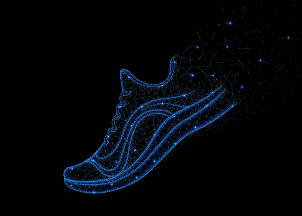 Luz Poligonal Abstracta Los Zapatos Risitas Primer Plano Esferas Malla — Foto de Stock