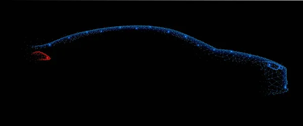 Luz poligonal abstracta de primer plano vista lateral realista del coche en la oscuridad — Foto de Stock