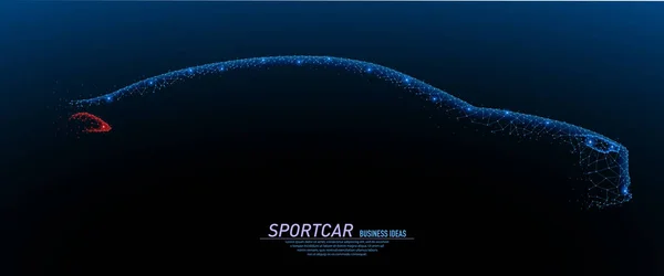 Closeup gerçekçi araba yan görünüm karanlıkta soyut poligonal ışık