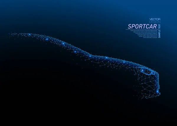 Closeup gerçekçi araba yan görünüm karanlıkta soyut poligonal ışık