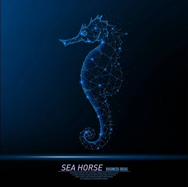 Абстрактне багатокутне світло крупним планом морського коня — стоковий вектор