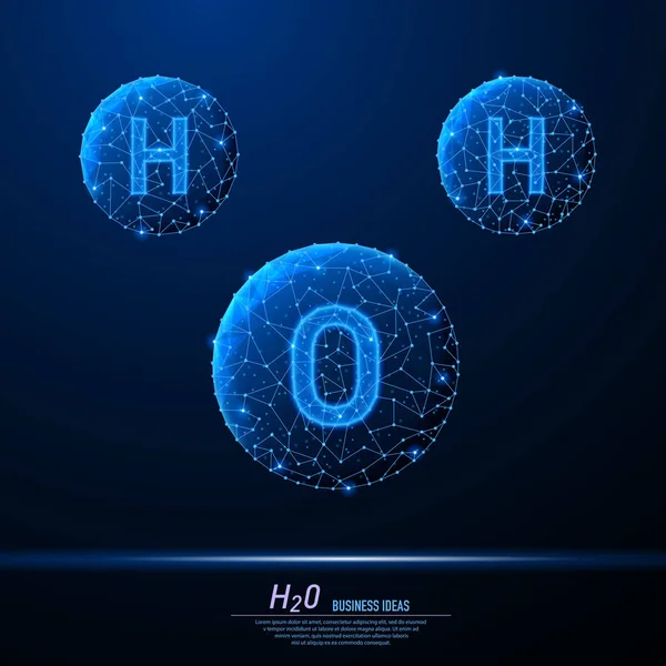H2o 分子の抽象的な多角形光 — ストックベクタ
