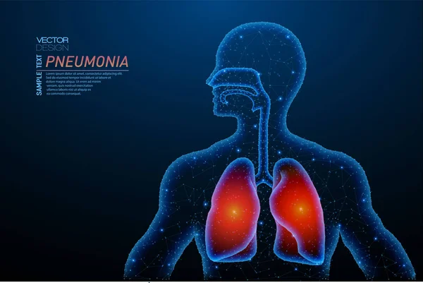 Akciğer iltihabı yapısının soyut poligonal ışık.