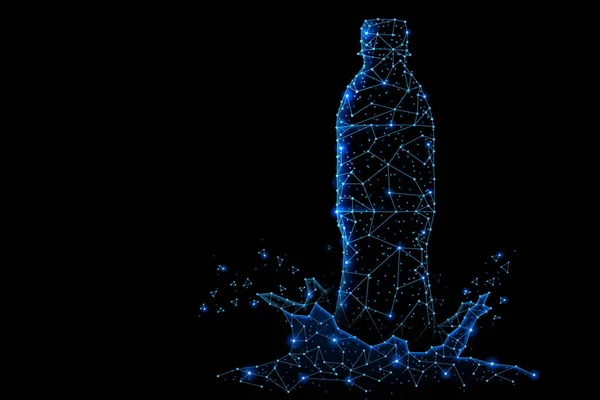 Luz poligonal abstracta de la botella con agua mineral limpia —  Fotos de Stock
