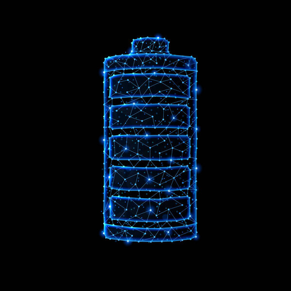 Абстрактный многоугольный свет значка зарядки аккумулятора
