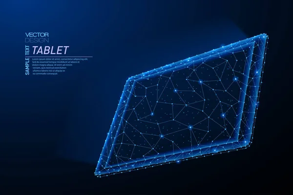Diseño de luz poligonal abstracta de la tableta con pantalla brillante . — Vector de stock