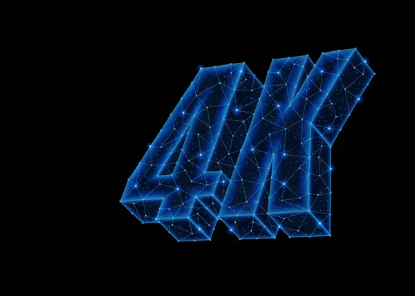 Абстрактная многоугольная световая конструкция знака слова 4K . — стоковое фото