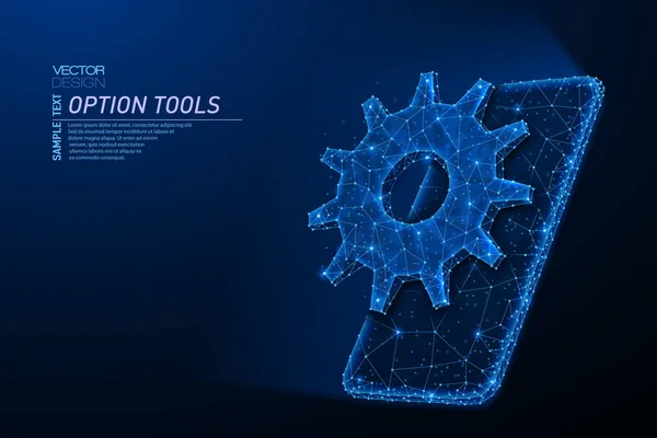 Dişli dişli akıllı telefonun soyut çokgen ışık tasarımı.