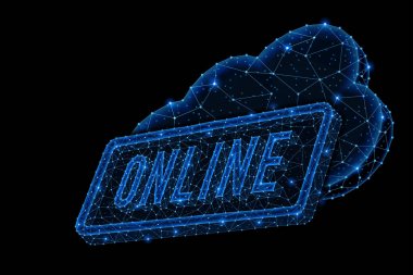 Bulut depolama online kelime soyut çokgen ışık tasarımı.