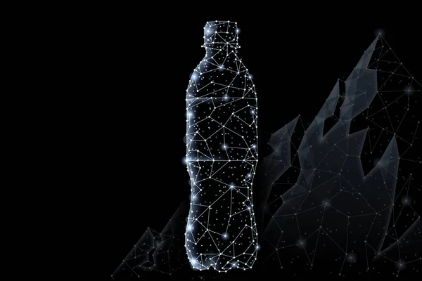 Абстрактний багатокутний світловий дизайн пляшки з чистою мінеральною водою . — стокове фото